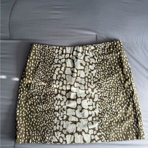 J. Crew Tan and White animal print skirt